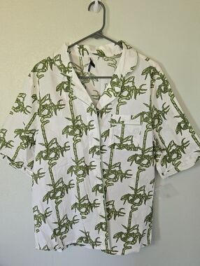 Their Nibs | White Green Bamboo Cotton Sleep Shirt Size XL